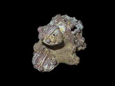 2 3/8" Copper Alloy Pre Columbian Tairona Tumbaga Mating Turtles Effigy
