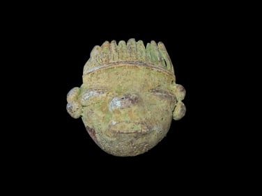 1 3/4" Copper Alloy Pre Columbian Tairona Tumbaga Human Mask Effigy