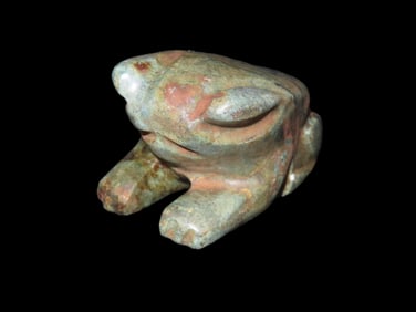 2 1/2" X 1 2/2" Pre Columbian Jade Frog Effigy, Reglued Front Leg, From Peru