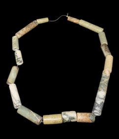 24" Pre Columbian Tairona Jadeite & Stone Bead Necklace, South America