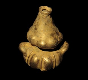 1 5/8" Gold/ Copper Alloy Pre Columbian Tairona Tumbaga Offering Vessel Effigy Figureen Pendant