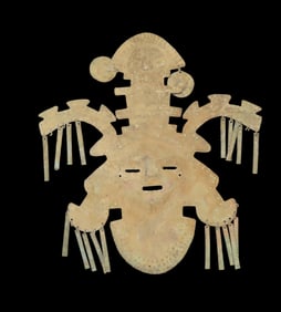 7 5/8" X 6 7/8" Pre Columbian Copper Effigy Decoration, Recovered in Peru