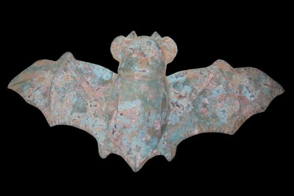 4" X 9 1/8" Pre Columbian Copper Bat Effigy, Recovered from Peru
