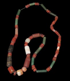 24" Incredible Pre Columbian Tairona Quartz & Jade Bead Necklace, South America