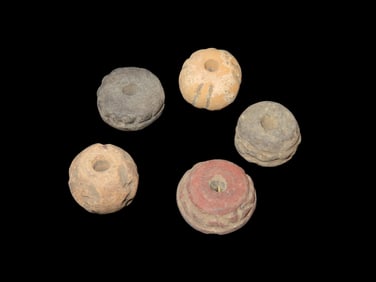 Group of Pre-Columbian Effigy Pottery Beads, found in Belize-Nicely designed with Different Effigy