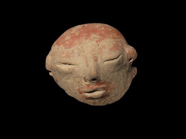 1 1/2" Pre-Columbian Pottery Human Head Effigy, found in South America