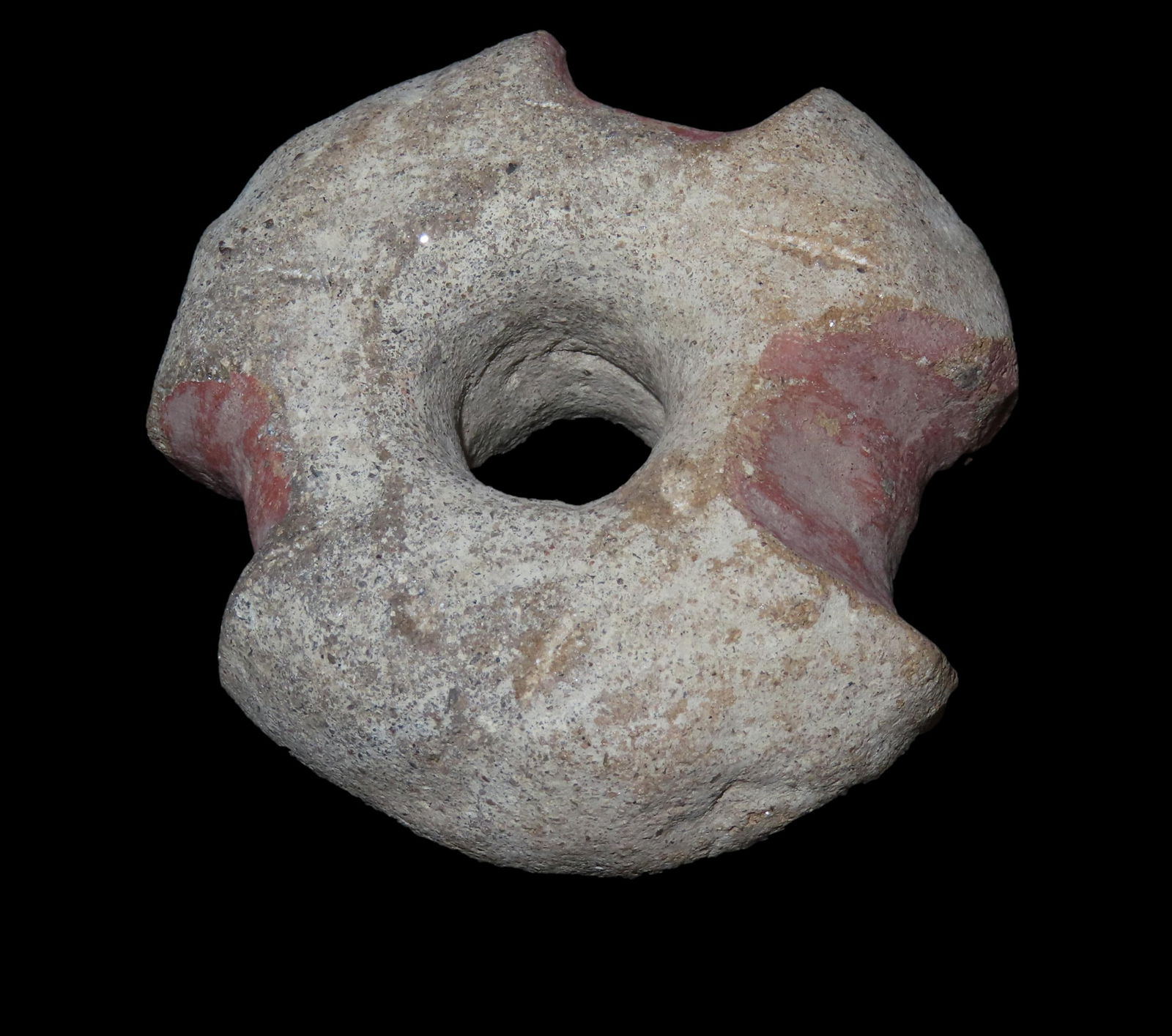 2 3/4" Pre-Columbian Dense Pottery Mace Head, features Painted Grooves, found in South America (1 of 6)