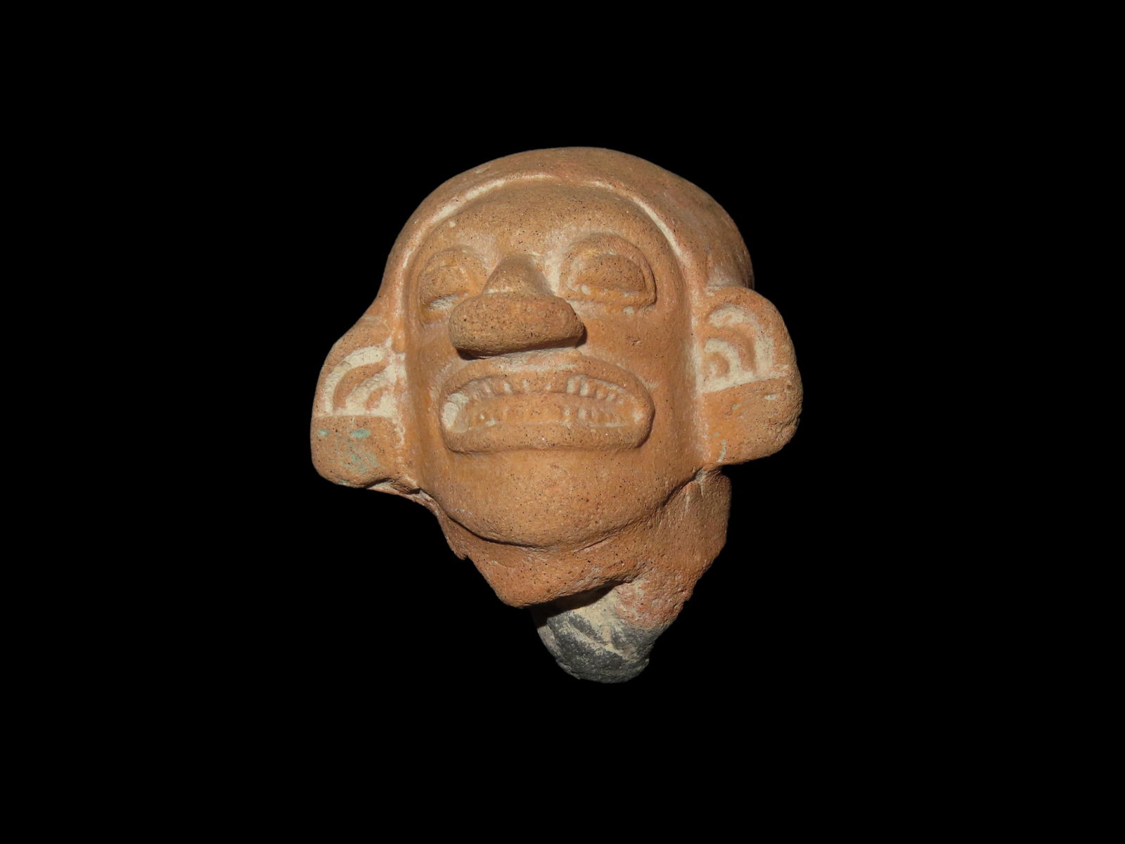 1 3/4" Pre-Columbian Pottery Human Head Effigy, features Elongated Skull, found in South America (1 of 5)