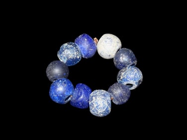 Group of Blue Dutch Glass Trade Beads with Nice Color