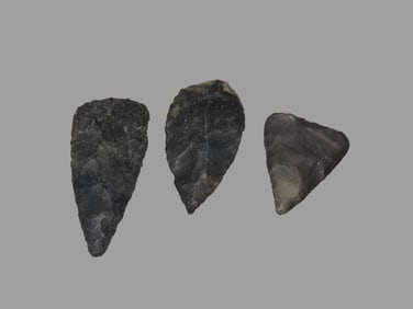 Set of 3 Early Triangular Points, 9000-7000 Years B.P., Comanche County Texas