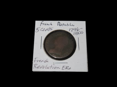 French Republic 5 cents, 1796- 1800, French Revolution Era Antique Coin
