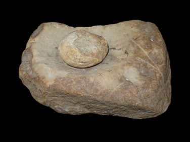 9 1/2" X 6 1/2" Authentic White Quartz Grinding Bowl with Pestle, Found in Adams County Illinois