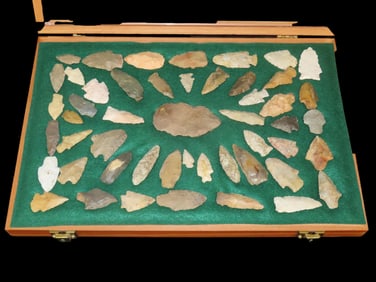 12" X 18" Collection of Arrowheads Found in the Midwest