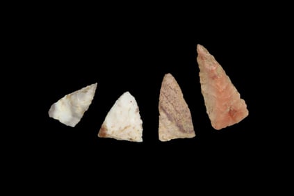 Group of 4 Triangluar Pts, found by Adam Sisler & Family in Keokuk Co., Iowa