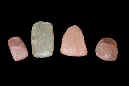 Group of 4 Miniature Celts, 1 Hardstone, 3 Hematite, found by Adam Sisler & Family in Keokuk Co., Io