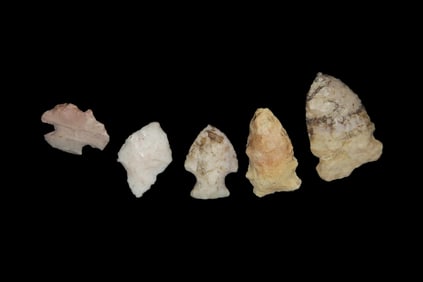 Group of 5 Nice Points-Adena, Drill, Godar, Motley, found by Adam Sisler & Family in Keokuk Co., Iow