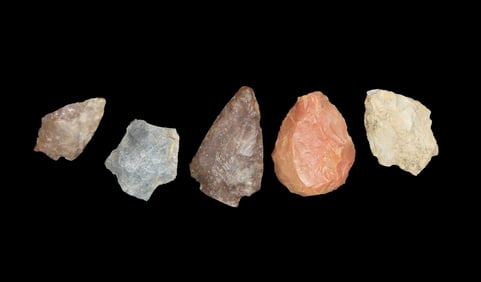 Group of 5 Native American Arrowheads