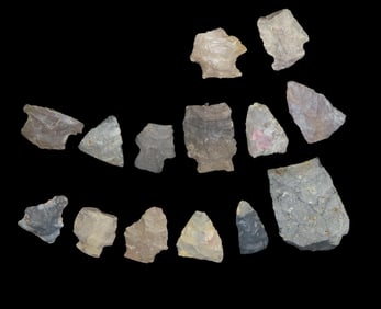 Group of 14 Broken Native American Arrowheads