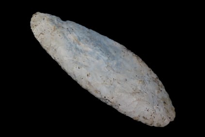 5 5/16" x 1 13/16" Early Ovoid Knife, Motley COA, Found in Adams Co. Illinois