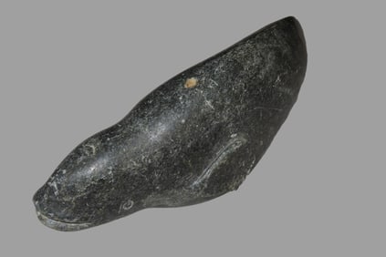 9 1/2" Hand Carved Soapstone Beluga Whale, from Churchill Manitoba, Inuit/Aluet, tail broken off