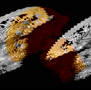 2 7/8" x 2 1/2" Pre Columbian Tumbaga Tairona Figurine, Costa Rica, Exact Gold Content Unknown,: 2 7/8" x 2 1/2" Pre Columbian Tumbaga Tairona Figurine, Costa Rica, Ex James Vroom Collection, Exact Gold Content