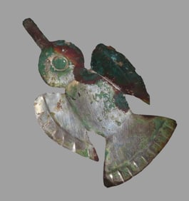 4 15/16" x 3" Pre Columbian, Silver/Copper Bird Effigy, Motley COA, Found in the Upper Highlands of