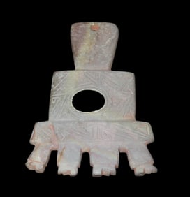 3 5/16" x 4 3/4" Pre Columbian Pendant, Motley COA, Found in Highland of Peru