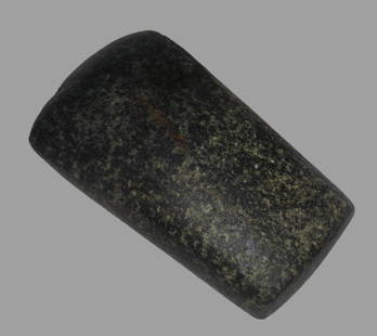 3 11/16" x 2 1/16" Creased Mississippian Celt, Motley COA, Found by James Price Newar Wood River in : 3 11/16" x 2 1/16" Creased Mississippian Celt, Motley COA, Found by James Price Newar Wood River in Madison Co. Illinois