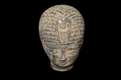 3 5/8" Antique Egyptian Head of Pharhoe Made of Stone, Middle to Late Kingdom