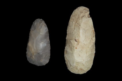 Lot of 2 very well made miniture adz, the largest measures 3 3/8", smallest is 2 3/8", both from Cas