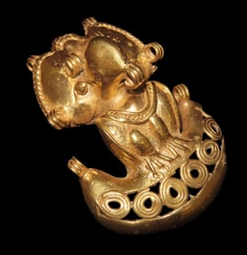 2 5/8" Pre-Columbian Tairona Tumbaga Bird Effigy Amulet, found in Costa Rica, Exact Gold Content Unk