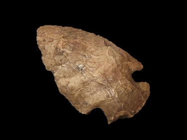 2 7/16" Heavily Creek Stained Snyders, found in McDonough Co., Illinois