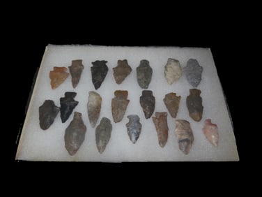 12 1/4" X 8 1/4" Frame of Native American Arrowheads