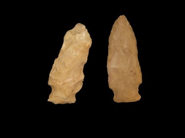 Lot of 2 Rice Shallow Notch Native American Arrowheads.