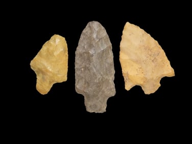 Group of 3 Adena Native American Arrowheads