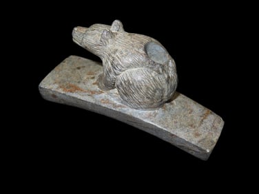 4 1/2" x 2" x 1 1/2" Hopewell Zoomorphic Animal Effigy Bear Platform Pipe