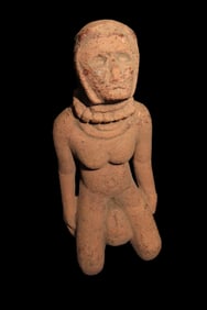 6 1/2" x 3 1/4" Hopewell Style Birthing Pipe, Human Giving Birth Effigy Pipe