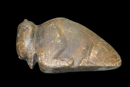 10 1/8" x 5 7/8" Steatite Stone Buffalo Pipe