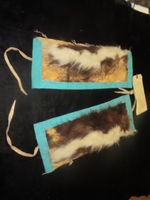 Jemez Pueblo New Mexico 1930's Skunk Skin Garters used in Dance tied to leg EA 6X14 Skunk Hide with