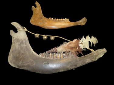 Antique Pair of Decorated Buffalo Jawbones- Most likely used for Ceremonial Native American Dance