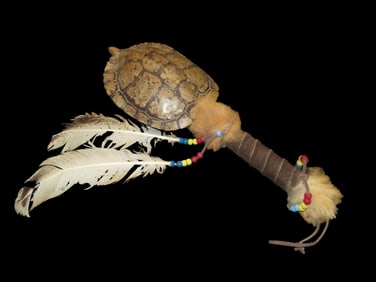 Antique Native American Style Turtle Shell Dance Rattle