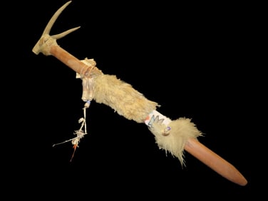 Native American Style Decorated Pipe- Antlers, Teeth, Fur, and Feathers