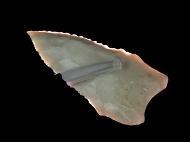 2" Paleo, Dalton, Steep Bevels, Semi-Translucent Material, Serrated, Arkansas, EX Jim Lee