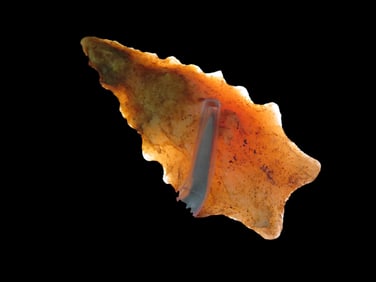 2 3/16" X 1 1/8" Kirk Serrated/Stemmed, Quartzite, Jerry Dickey COA, EX Bill Pettit, Found in North