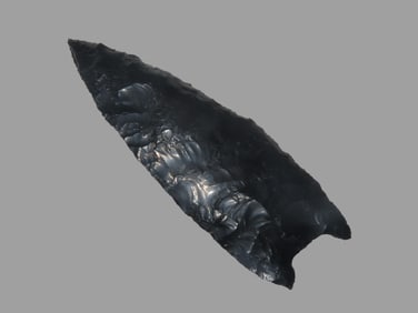 2 1/4" X 1" Humboldt, Obsidian, Jerry Dickey COA, EX Michael Hough (1997), Found in Lake, OR
