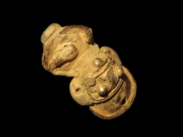1 7/8" Pre Columbian Tairona Tumbaga Human Effigy Figurine Pendant Made from Gold, Copper Alloy