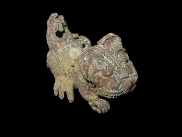 2" Pre Columbian Tairona Tumbaga Seated Dog Effigy Made From Copper Alloy