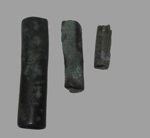 Set of 3 Rolled Copper Beads, Western USA/ Northern Plains