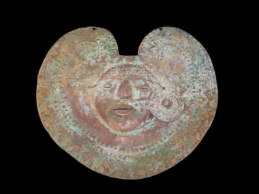 7 3/4" X 7" Pre Columbian Shamon Pendant, Copper, Motley COA, Leithoff COA, Peru