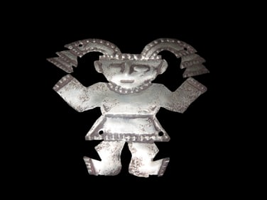 Pre Columbian Silver Human Effigy Decoration, Peru